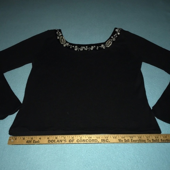 TIARA INTERNATIONAL jeweled details black long sleeve sweater NEW size L - Picture 6 of 7